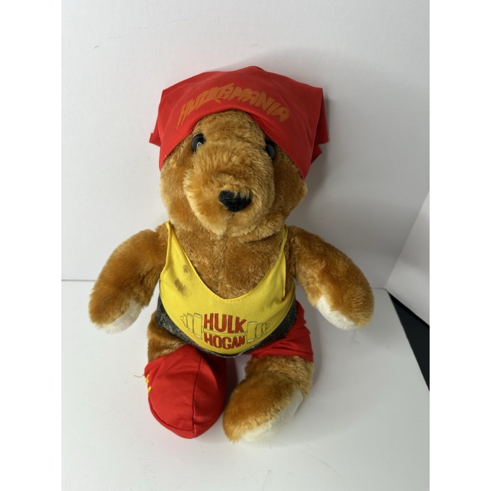 Vintage WWF Hulkamania Hulk Hogan Teddy Bear 1991 Titan Sports Missing Boot/Flaw